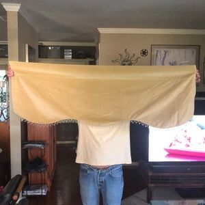 Tan velvet valance drapery curtains with chandelier crystals trim wavy 54” long